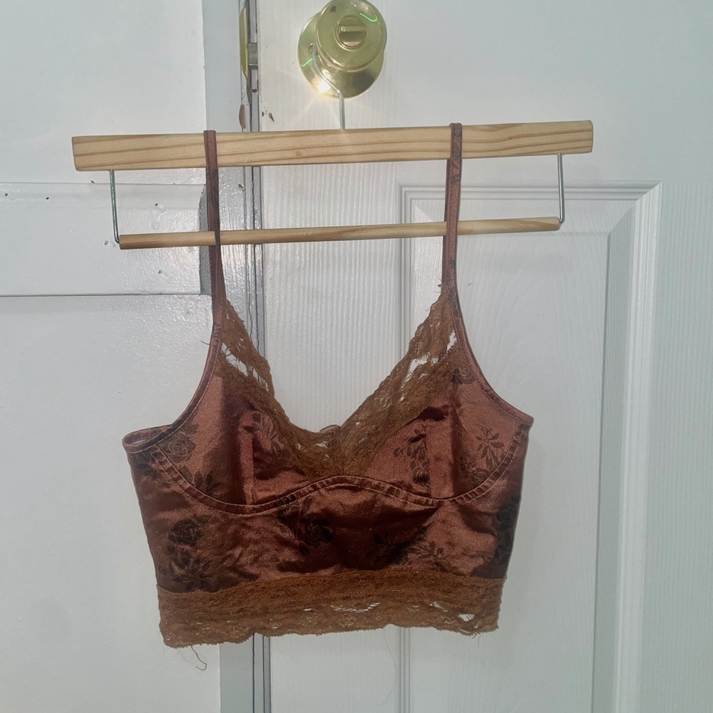 Lace Trimmed Brown Bralette
